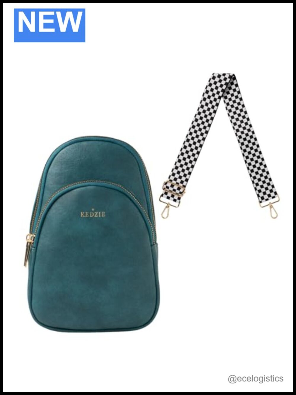 Vegan Leather Sling Bag Crossbody with Interchangeable Embroidered Strap Bundle